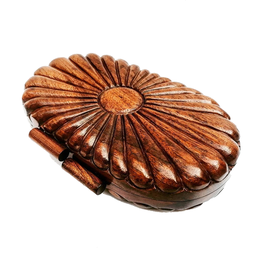 Brown handcrafted Carved Wooden Clutch