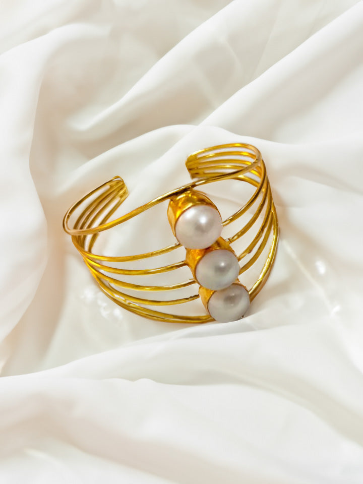 Multi Row Pearl Cuff Bracelet