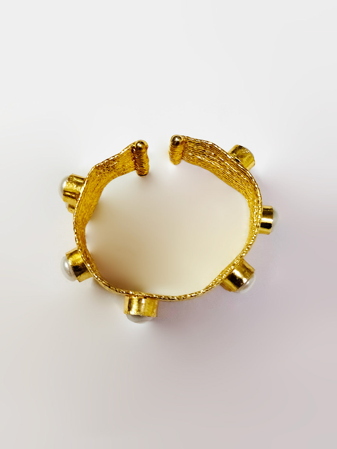 Golden Pearl Stud Brass Bracelet