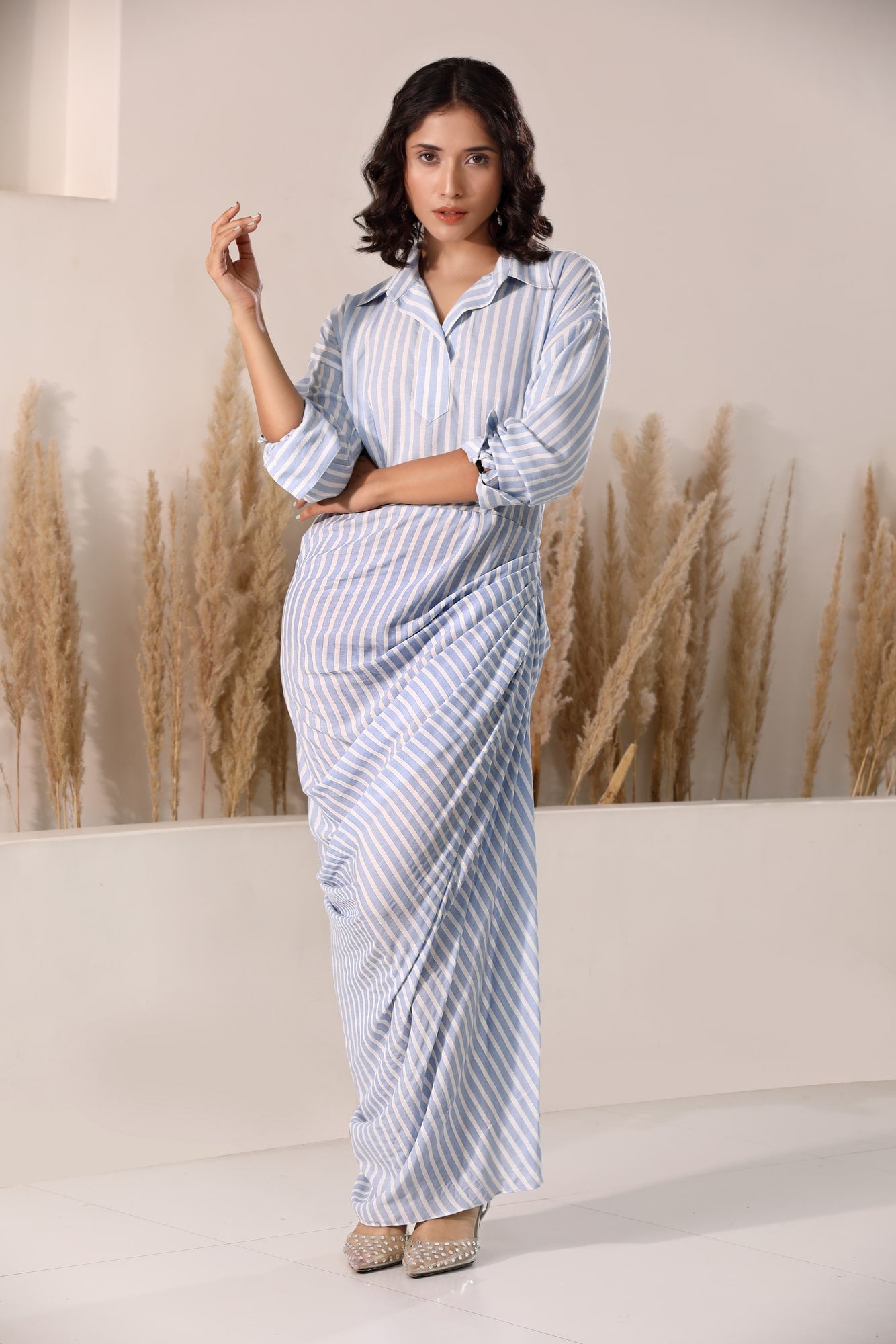 Shop Designer Draped shirt dress