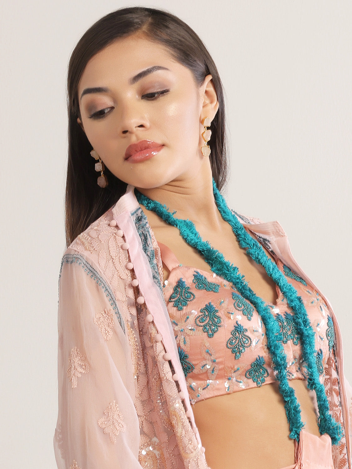 Natural Rose Crystal Quartz Gold Plated Earrings