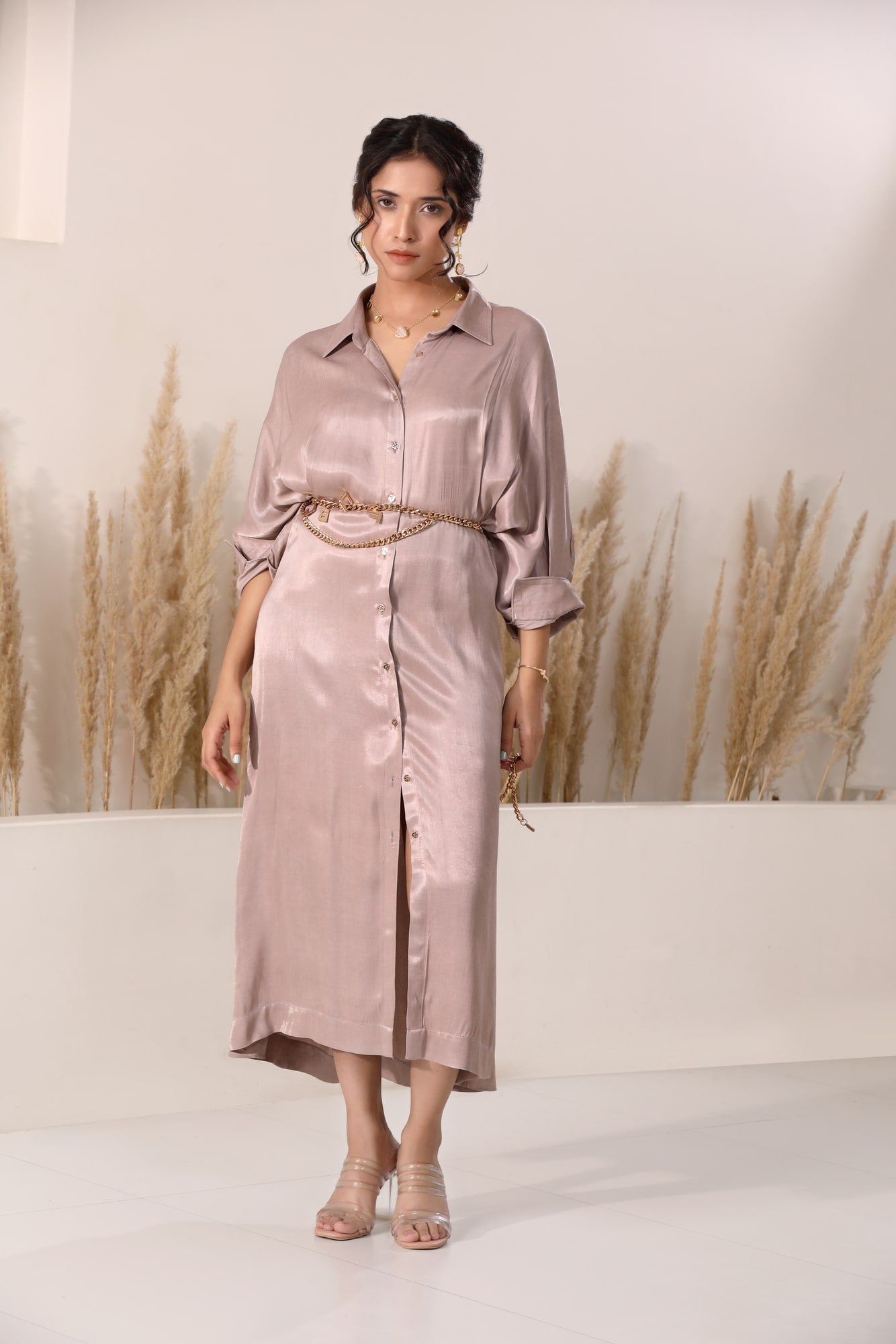 pleated dresses canada Brown Pleated Maxi Dress XXL