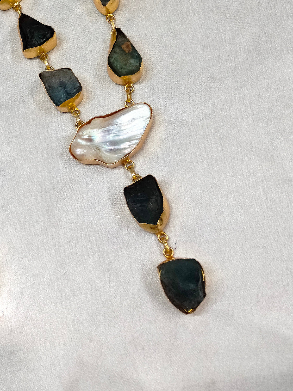 Brass Natural Semi Precious Stone Necklace