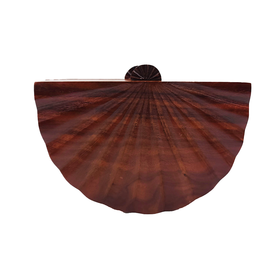 Scallop Seashell Shape wooden Clutch purse