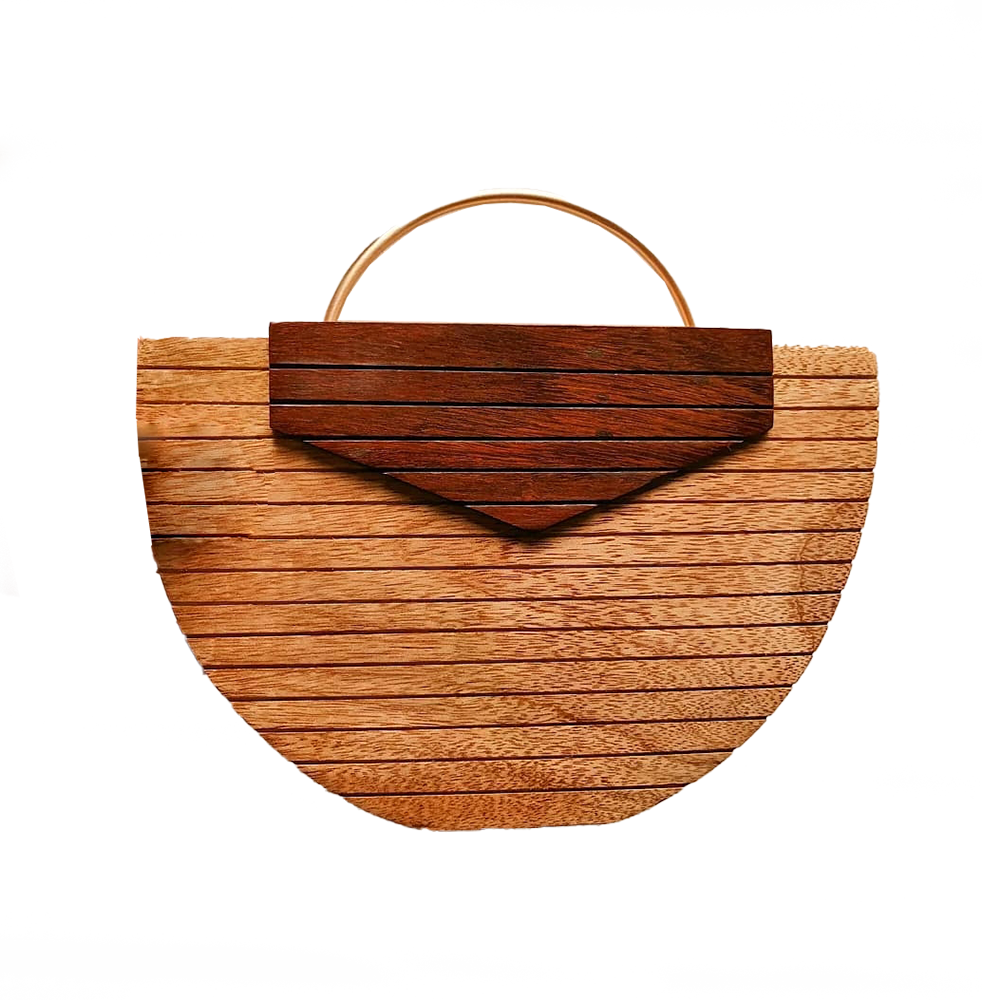 Buy Ruby Semi Circle Wooden Clutch