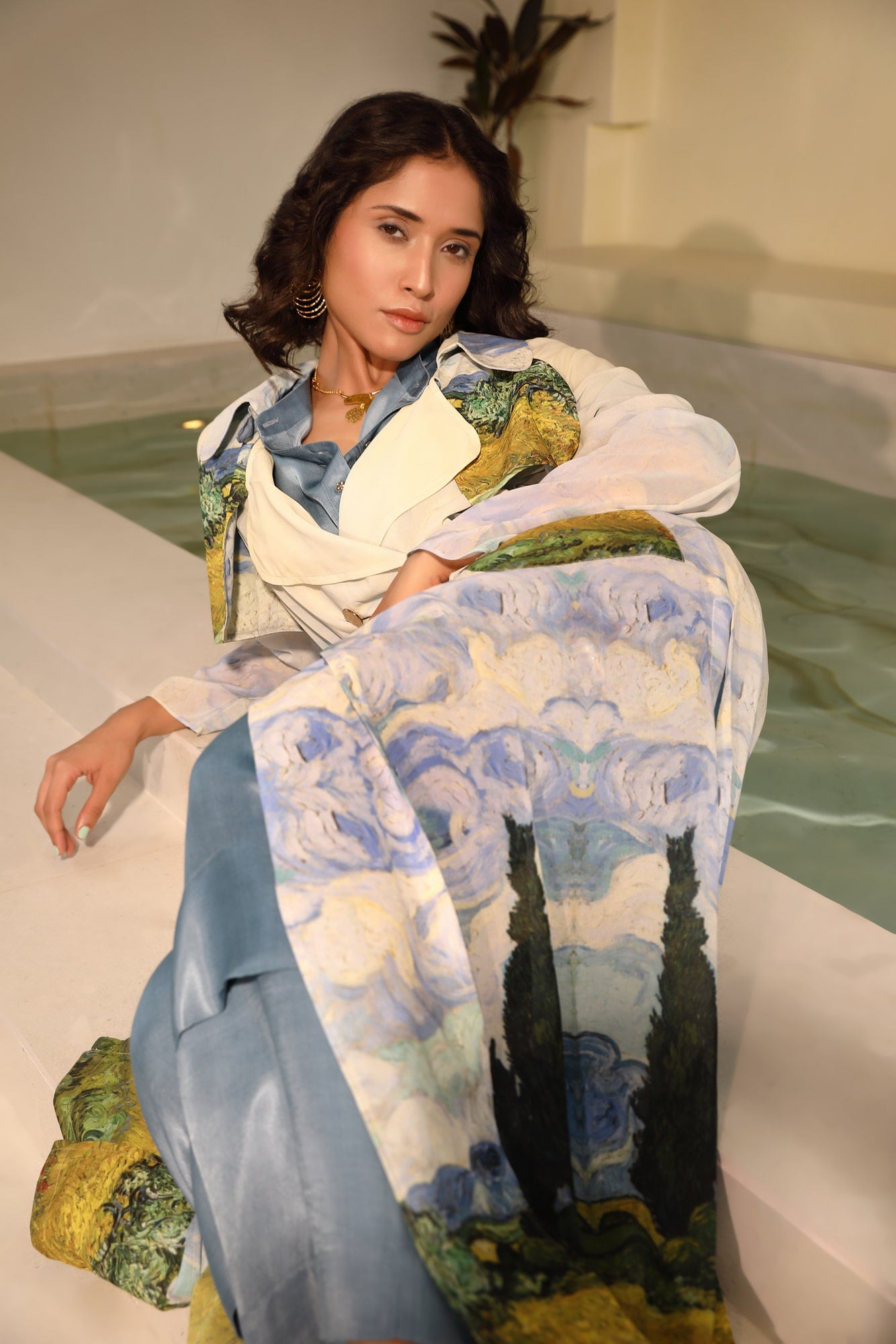 Landscape-print Trench