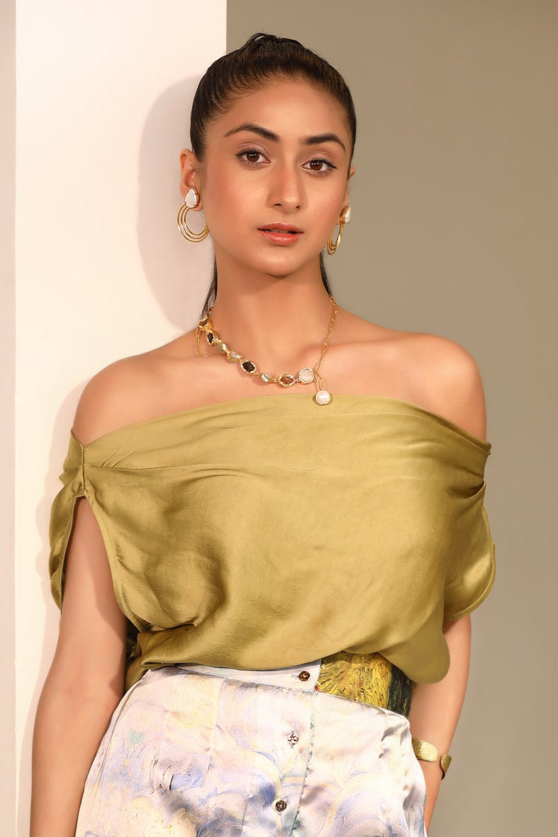 Riko Cowl-Neck Drape Blouse