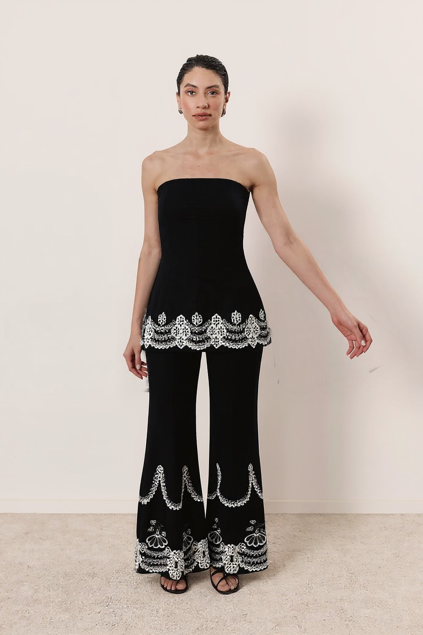 Embroidered Strapless Co-Ord Set