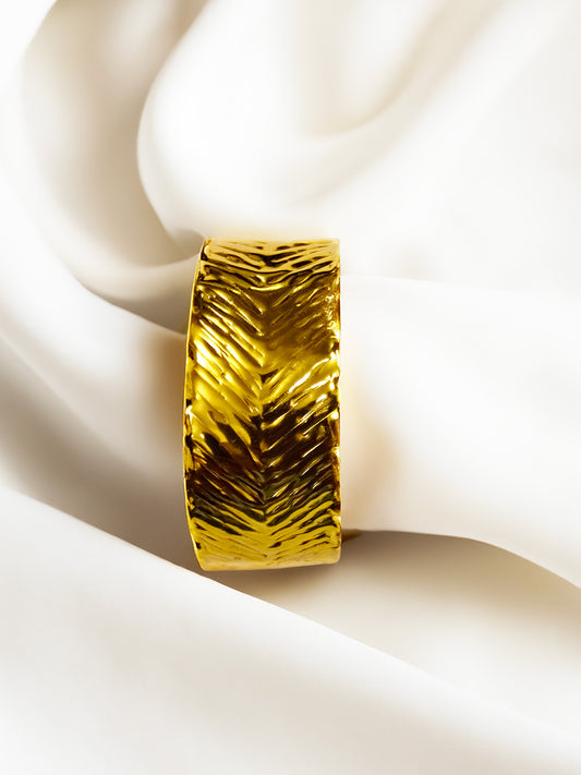 Gold Dipped Open Leaf Bangle Bracelet
