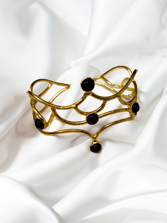 Black Vine & Gold-Toned Cuff Bracelet