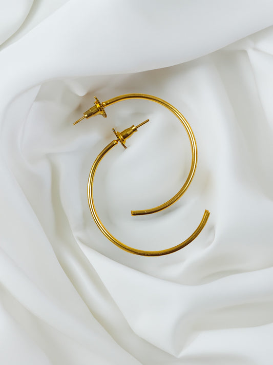 Gold-Plated Circular Half Hoop Earrings