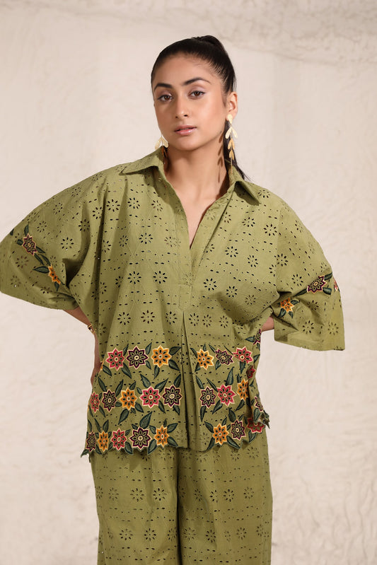 Agua Embroidered Cotton Shirt