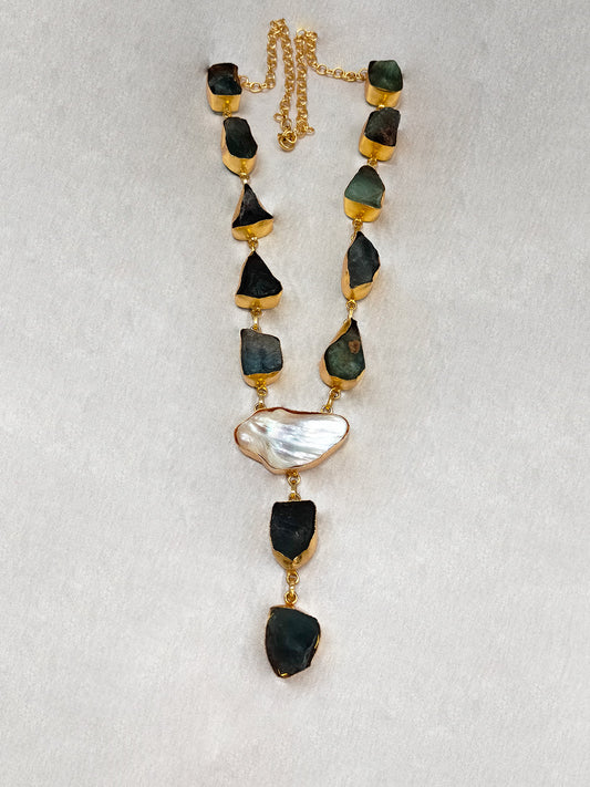 Brass Natural Semi Precious Stone Necklace