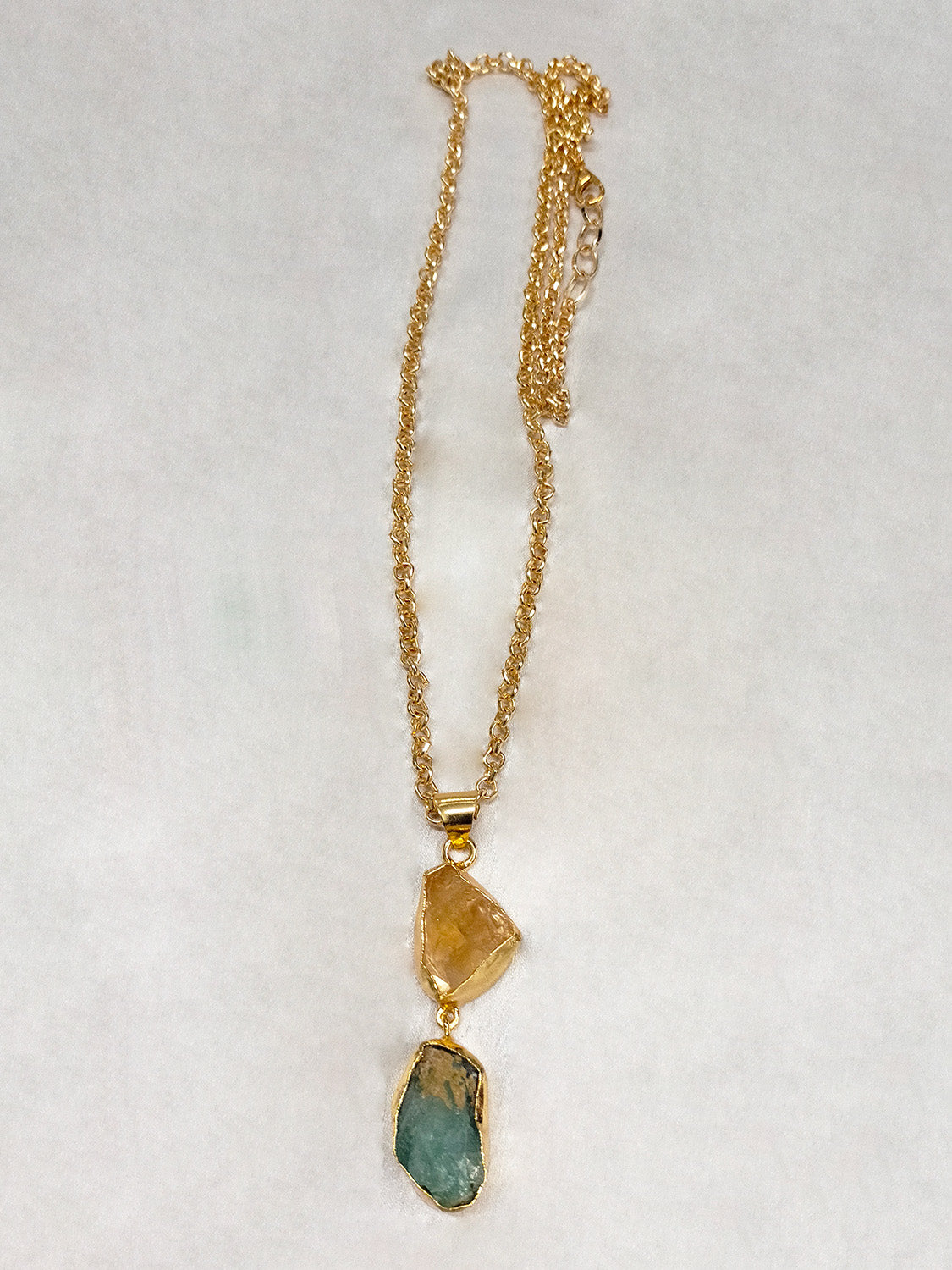 Double Stone Gold Tone Necklace