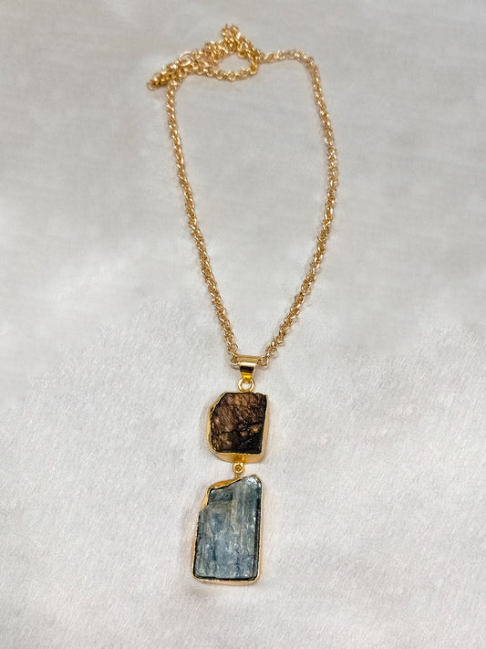 Double Stone Pendant Necklace