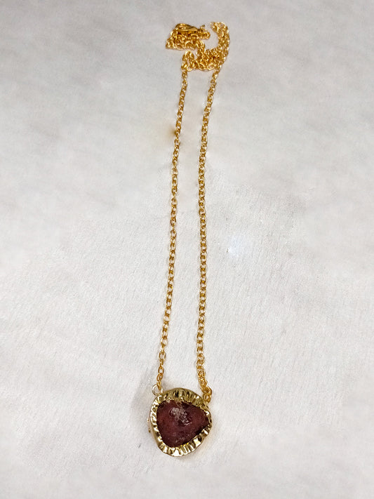 Gold-Plated Red Pendant Necklace