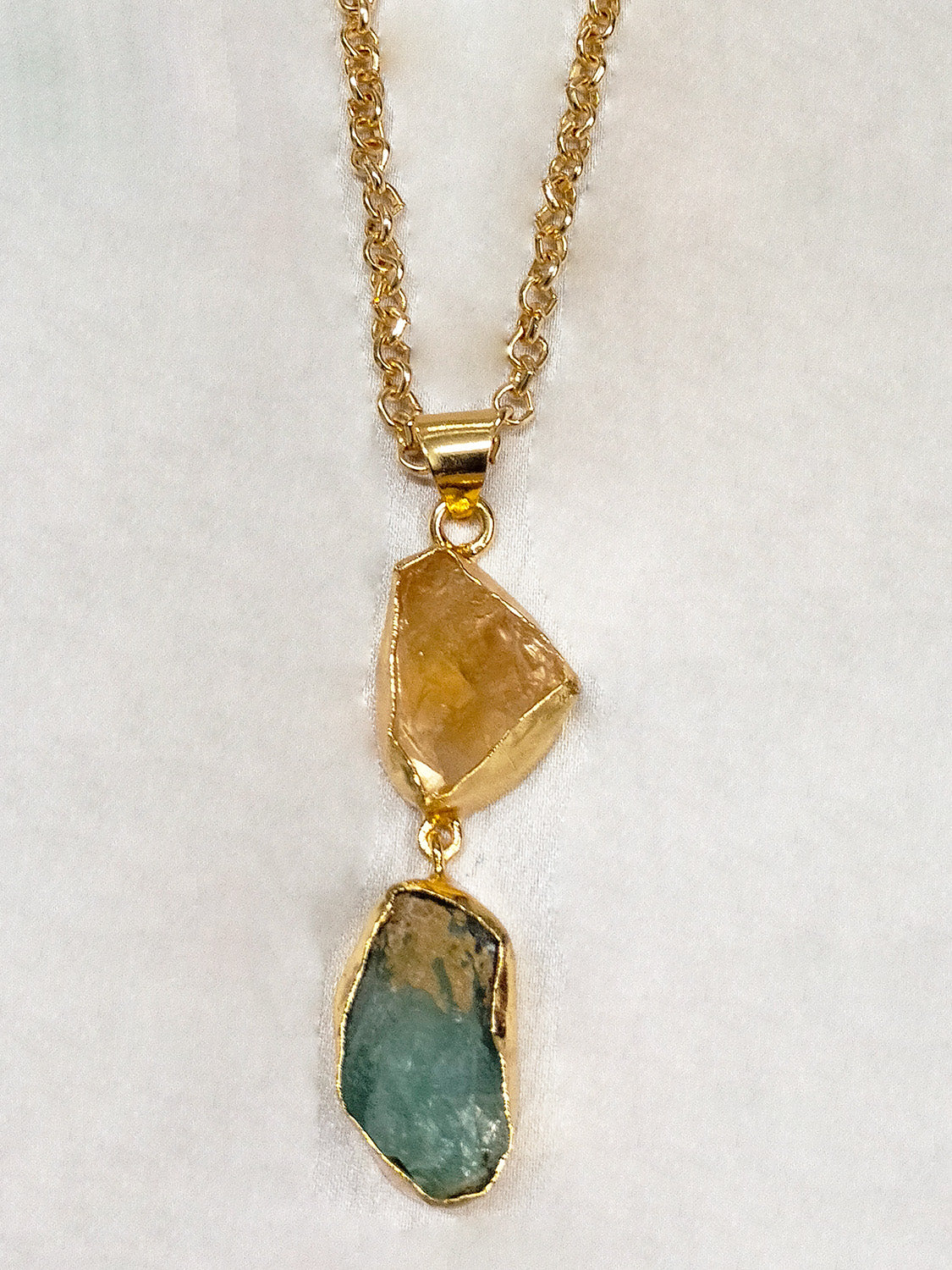 Double Stone Gold Tone Necklace